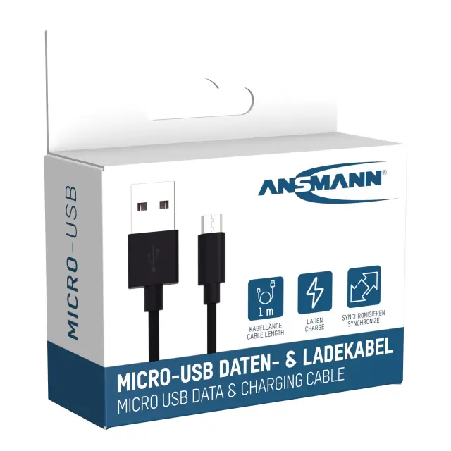 Ansmann® /Data and Charging Cable USB to Micro-USB 100cm. 2