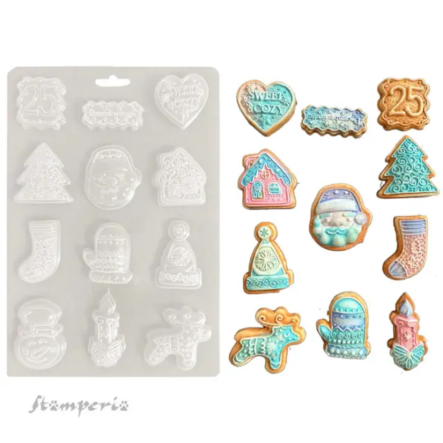 Καλούπι εύκαμπτο A5, 21x14.8cm, Stamperia, Candy Christmas, Elements