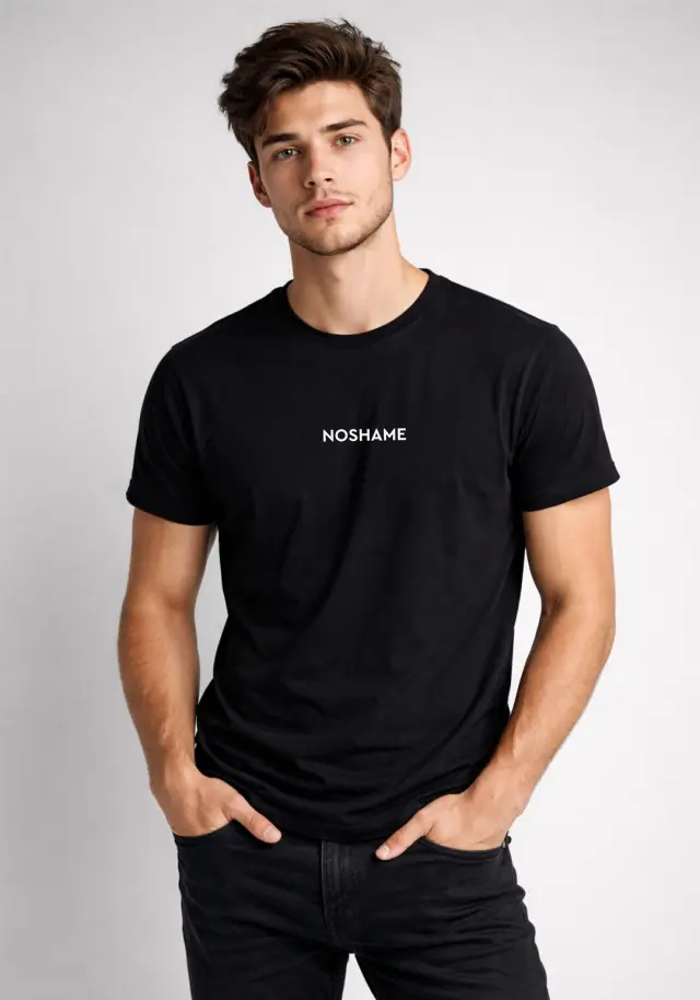 T-shirt Noshame® Μαύρο με τύπωμα - 152658 - XXL
