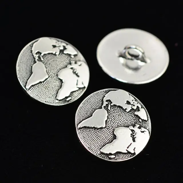 Διακοσμητικό Χυτό Pewter - Earth - Silver Plated - 2τεμ
