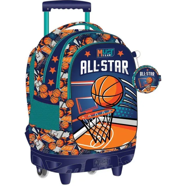 Σχολική Τσάντα Τρόλεϊ Must Team 34X20X44 Με 3 Θήκες Basketball/ 0586187 (Must)