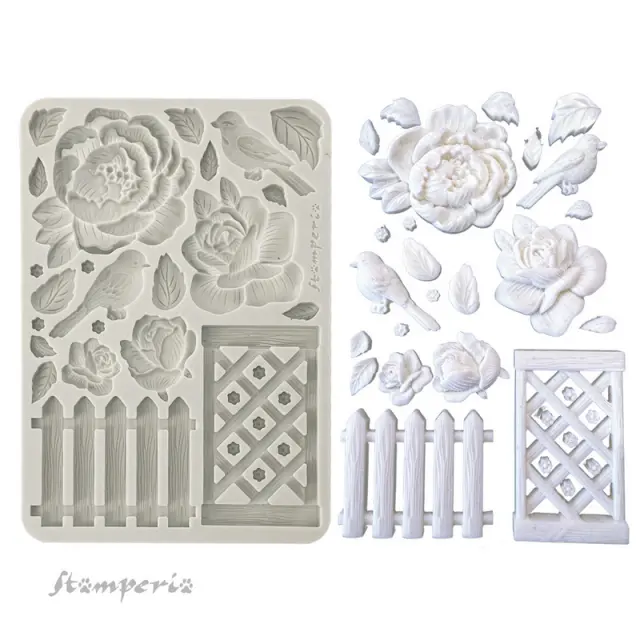 Καλούπι σιλικόνης A5, 15×21cm, Stamperia, House of Roses, Fence