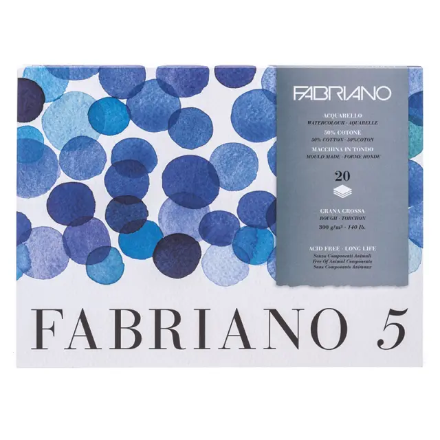 Μπλοκ Fabriano 5 Watercolor Ακουαρέλας Rough (Ιδιαίτερα Ανάγλυφη Επιφάνεια) 300g/m² - 31x41cm - 20 Φύλλα