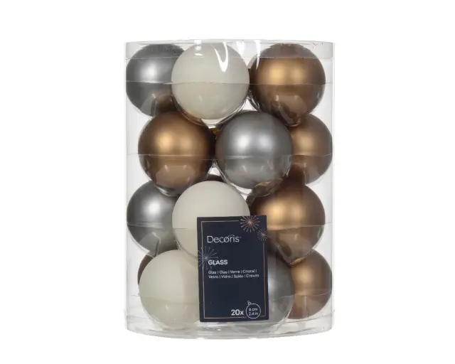 Beauty Home ΓΥΑΛΙΝΕΣ ΜΠΑΛΕΣ 3 ΧΡΩΜΑΤΑ 6 cm ΣΕΤ 20 ΤΜΧ 3
