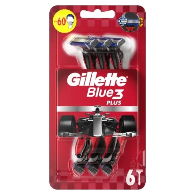Gillette Blue 3 Plus Red Blister Ξυραφάκια μιας Χρήσης 6τμχ