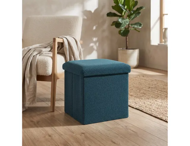 Σκαμπό Atom Home Deco Factory με αποθηκευτικό χώρο και διαστάσεις 38x38x38cm - Blue HD0504