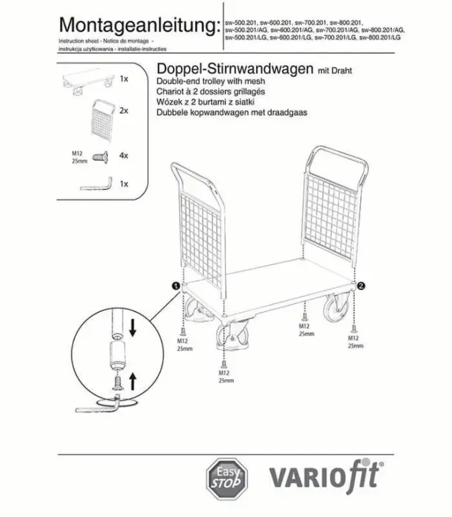 Variofit sw-800.201/AG Τρόλεϊ Μεταφοράς 2 Πλευρών για Φορτίο Βάρους ως 500kg 2