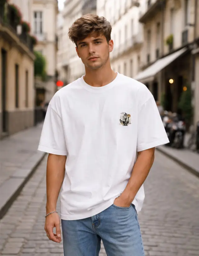 T-shirt Noshame® Oversized Λευκό με τύπωμα Cactus - 142663 - XXL 2
