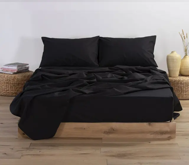 Σεντόνι Μεμονωμένο Με Λάστιχο Βαμβακερό Basic Black Σε 4 Διαστάσεις Nef-Nef Nef-Nef 120x200+30