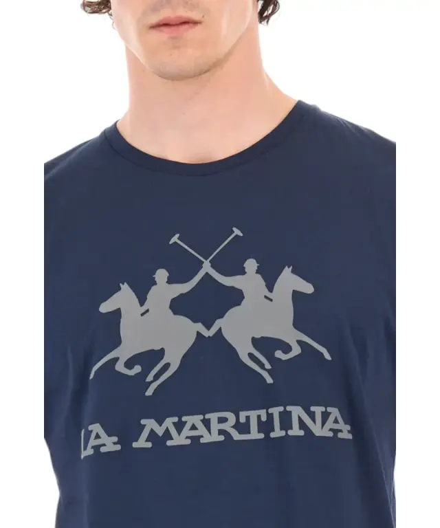 La Martina - Ανδρικό T-Shirt Regular Fit CCMR05-JS206-07017 Μπλε 3
