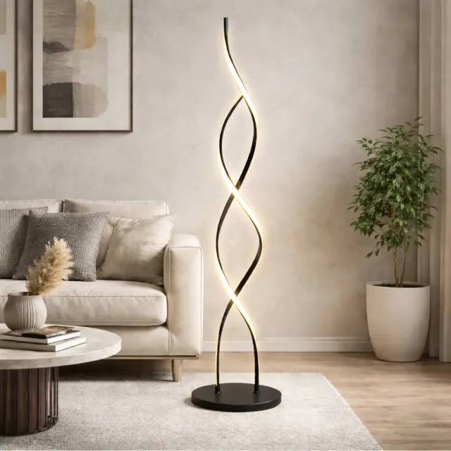 VenCore Helix Silver - Μοντέρνο Επιδαπέδιο Φωτιστικό LED 20W Ασημί Αλουμίνιο - Ρυθμιζόμενο CCT Λευκό - Ημέρας - Θερμό & Χειριστήριο - Φ25 x Υ105cm (6091-20024) 2