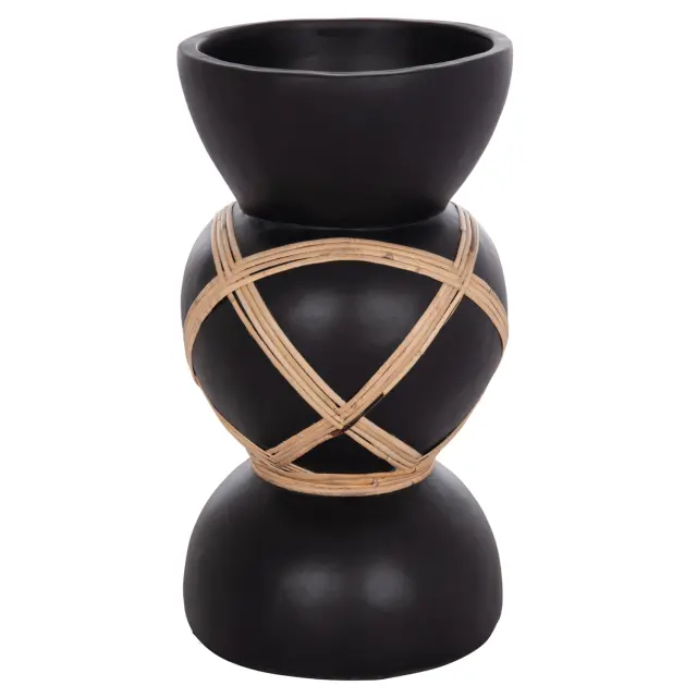 ΔΙΑΚΟΣΜΗΤΙΚΟ ΒΑΖΟ ΔΑΠΕΔΟΥ FB94672.01S TERRACOTTA ΜΑΥΡΟ-RATTAN Φ27.5x50Υ 3