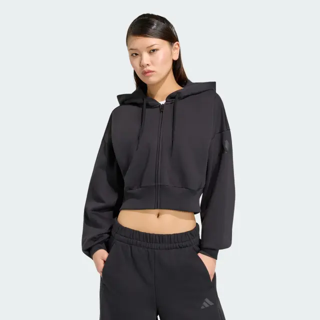 adidas Μπλούζα με κουκούλα και κουμπιά Γυναικεία με βαμβάκι Soft Lux KF6245 - M