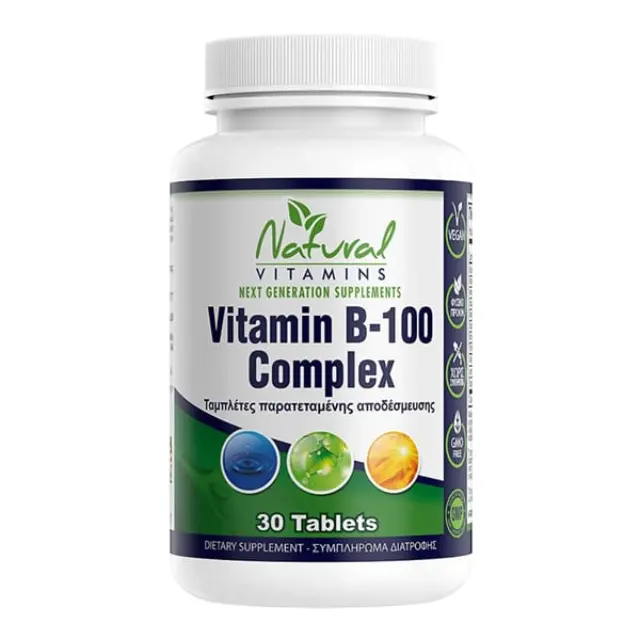 NATURAL VITAMINS B-100 Complex, 30tabs
