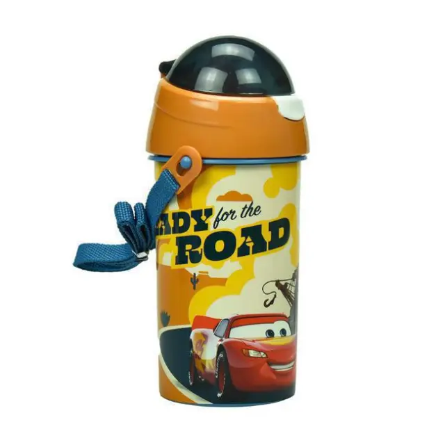 Gim Παγούρι Πλαστικό με Καλαμάκι Cars On The Road 500ml (552-71209)
