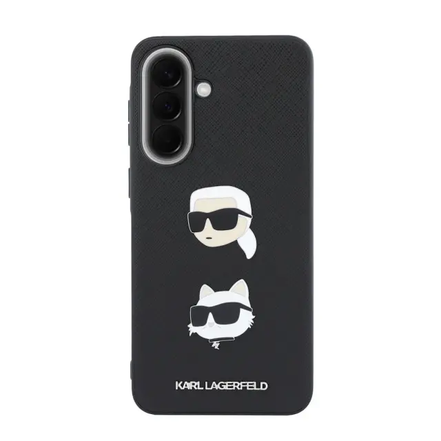 Karl Lagerfeld Liquid Silicone Metal Karl and Choupette Case for Samsung Galaxy A57 Black 3