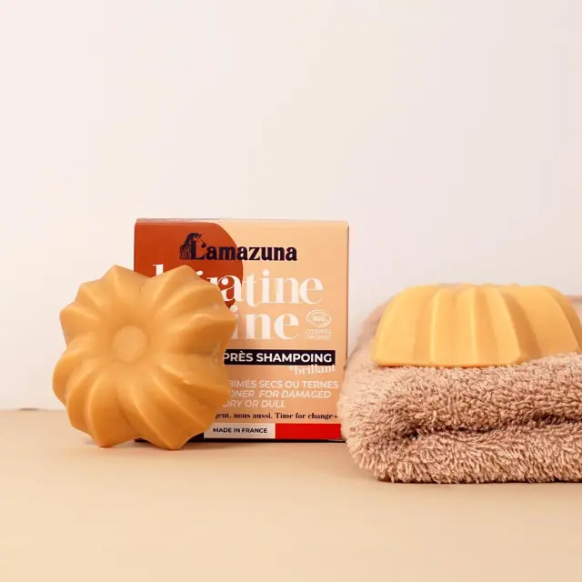Lamazuna Solid Keratin shine mask & conditioner - Βιολογική Στερεή Μάσκα Μαλλιών & Conditioner Κερατίνης 3