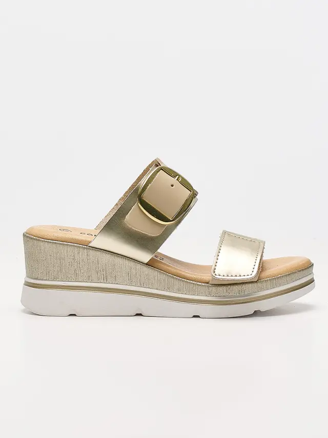 Comodissima Πέδιλα Γυναικείο δέρμα Χρυσό COM/329650 PLATINO/BEIGE 3