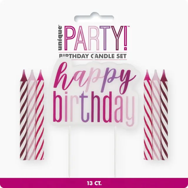 Κεριά Happy Birthday & 12 κεριά Ρόζ