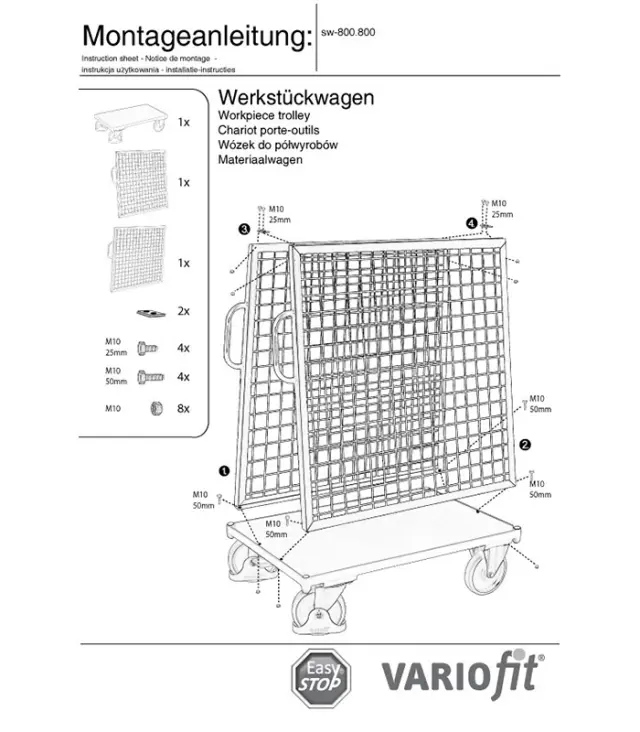 Variofit sw-800.800 Τρόλεϊ Εργασίας για Φορτίο Βάρους ως 500kg 2