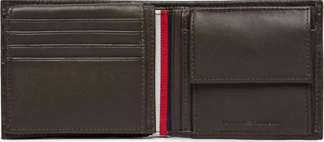 Tommy Hilfiger Ανδρικό Μικρό Πορτοφόλι TH Corp CC Flap And Coin Σκούρο Καφέ 3