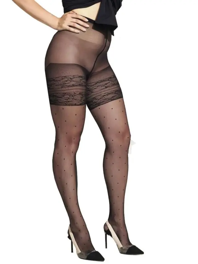 Trasparenze Plus Size Καλσόν Tamarindo Πουά Μαύρο 40 denier - L