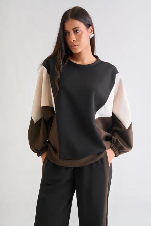 Σετ φόρμες oversized colorblock - Μαύρο - ONESIZE 2