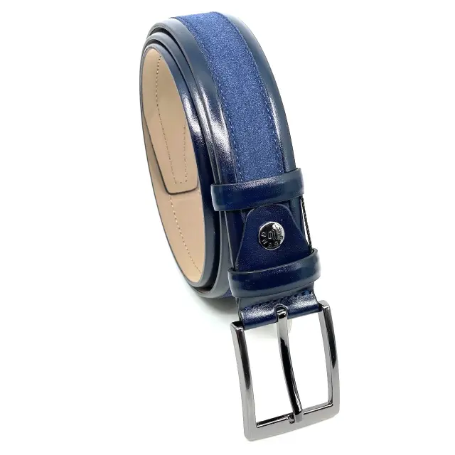 Μπλε Ζώνη P.U. Leather Τύπου Suede 3,5 cm - 110cm 3