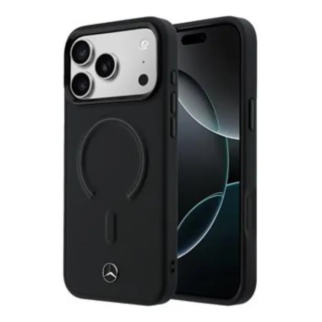 Mercedes PU Leather 3D MagSafe Case for iPhone 17 Pro Black