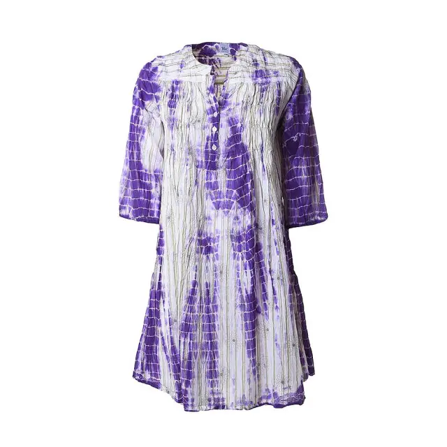 Καφτάνι Tie Dye Λευκό/Μοβ Μέγεθος M/L (100% Βαμβάκι) 5-41-190-0225