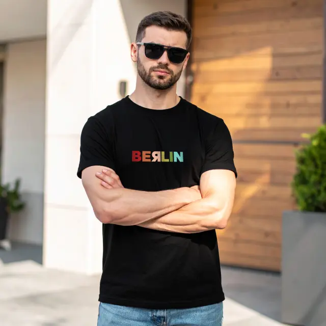 T-shirt Noshame® Μαύρο με τύπωμα Berlin - 122360 - XXL