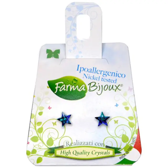 Farma Bijoux Υποαλλεργικά Σκουλαρίκια Αστέρια Μπλέ 5mm (BE40C22)