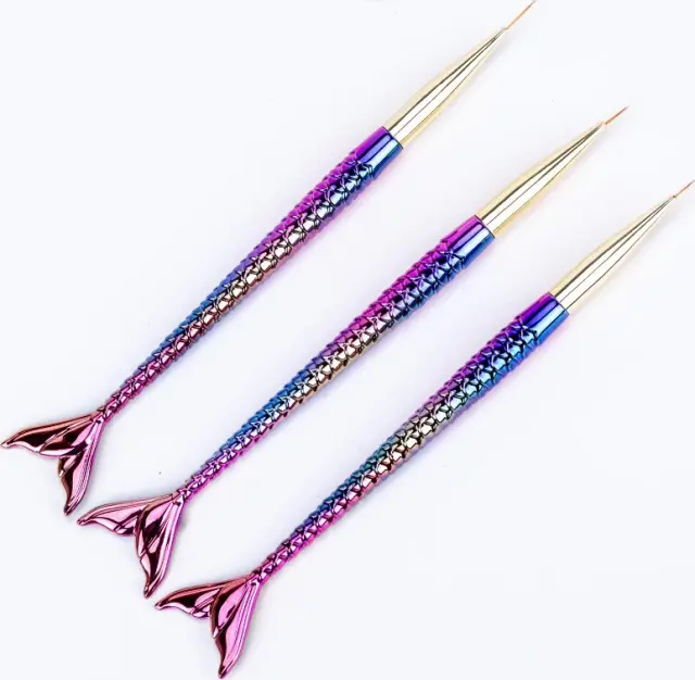 Πινέλα σχεδίασης νυχιών σετ 3 τεμάχια - Mermaid nail brush set