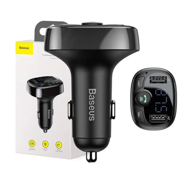 Baseus FM Transmitter T typed Bluetooth 2xUSB microSD (Black)CCMT000001 2