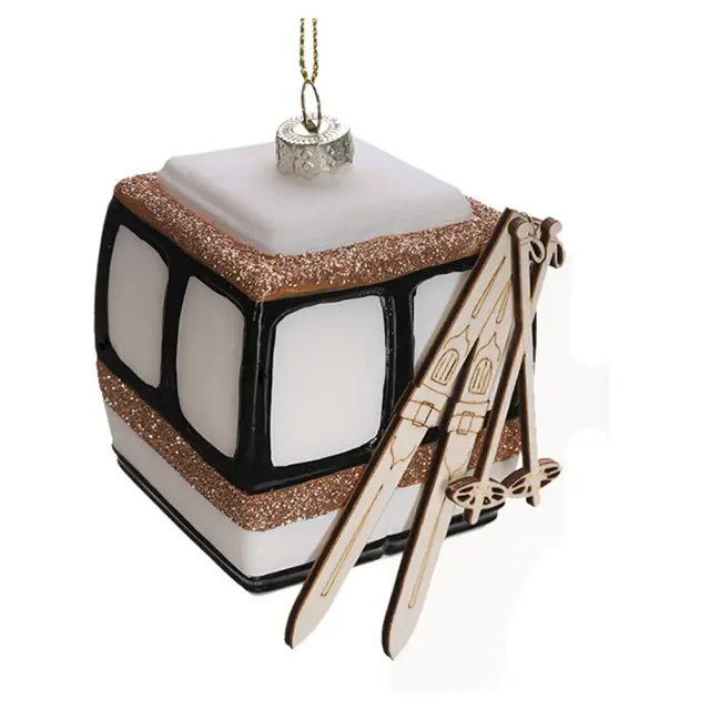 Στολίδι γυάλινο teleferic 6,5x8cm κόκκινο Homeguru XM743
