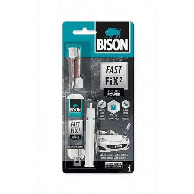 Bison Fast Fix² liquid Power Κόλλα ισχυρή γενικής χρήσης κατασκευαστική 2 Συστατικών Διάφανη blister 10gr / 88.27536 2