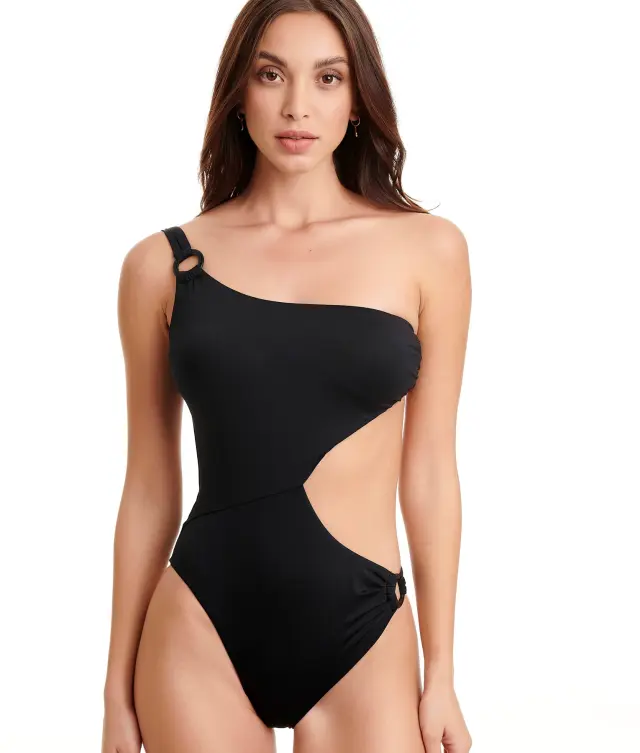 Erka Μαγιό Ολόσωμο Ασύμμετρο One Shoulder Μαύρο - 52