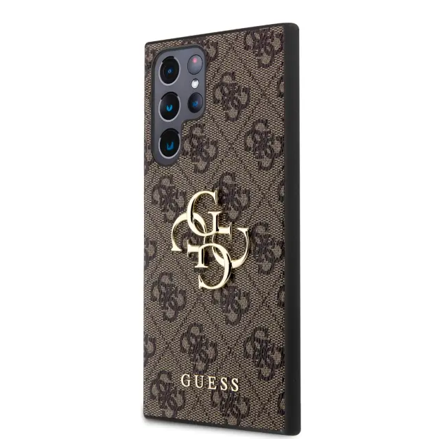 Guess PU 4G Metal Logo Case for Samsung Galaxy S24 Ultra Brown 2