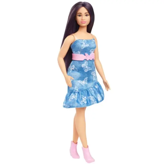Barbie - Fashionista Doll, Denim Butterfly Dress (HyT89) - Toys