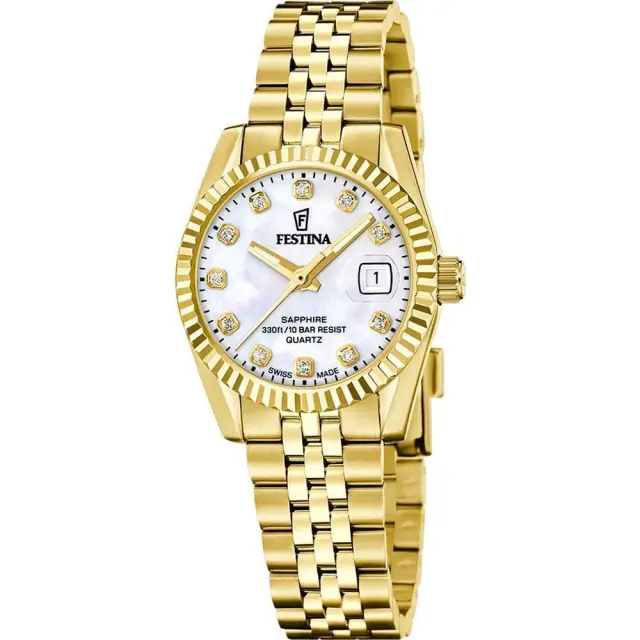 Festina F20089/1 Γυναικείο Ρολόι Χρυσό με Mother of Pearl Καντράν