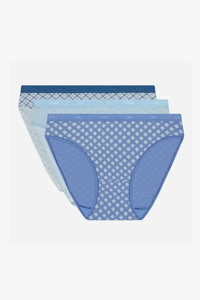 Dim Σλιπ Βαμβακερά Les Pockets Geo Blue 3 τεμάχια - S 2