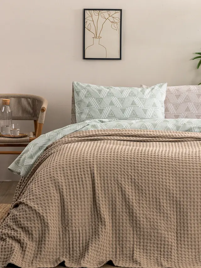 Κουβέρτα πικέ Palamaiki Marcie Beige - Ημίδιπλη 170 x 240
