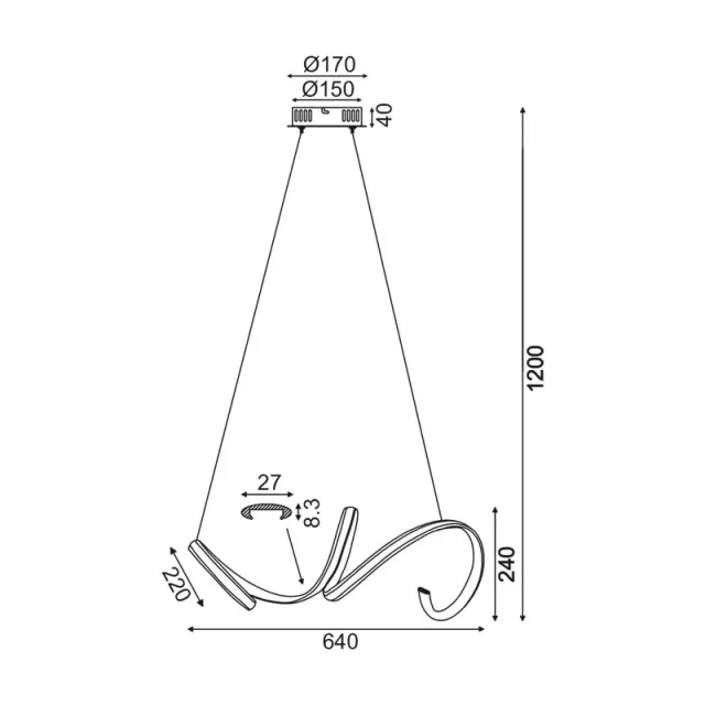 CLEO-ΦΩΤΙΣΤΙΚΟ ΚΡΕΜΑΣΤΟ ΛΕΥΚΟ ΑΛΟΥΜΙΝΙΟΥ LED SMD 40W 3000Κ 2400LM IP20 640Χ220Χ1200ΜΜ / HM91LEDP64WH 2