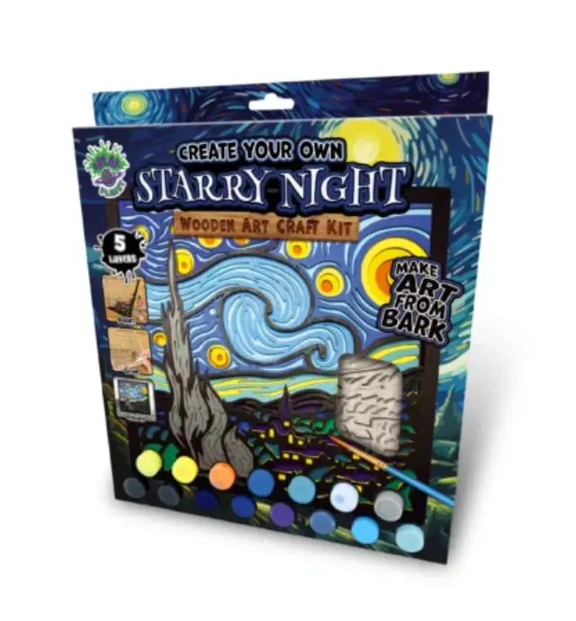 Splat Planet 3D Ξύλινη Κατασκευή Ζωγραφικής / Wooden Art Craft Kit: Starry Night 3