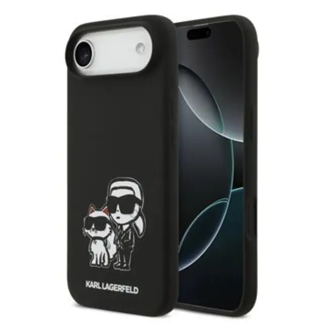Karl Lagerfeld Liquid Silicone K&CH Sketch MagSafe Case for iPhone Air Black