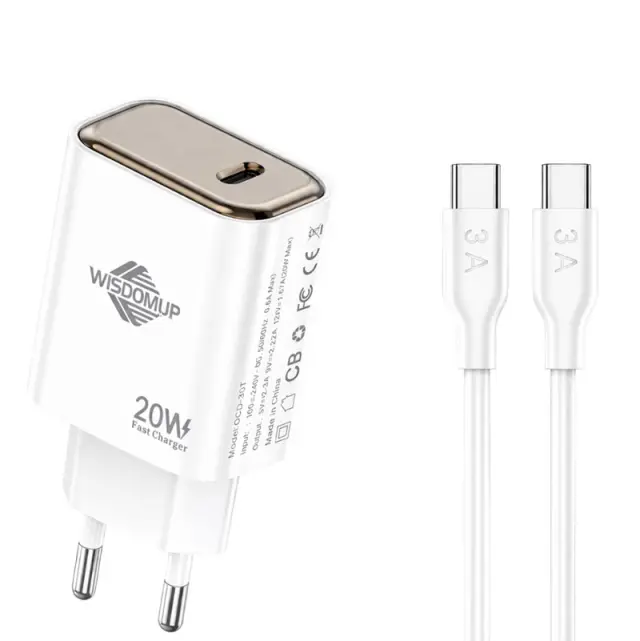 Wisdomup Φορτιστής Κινητού Type-C σε Type-C 20W OCD-30T - Fast Charger with Type-C to Type-C Cable 025337 2