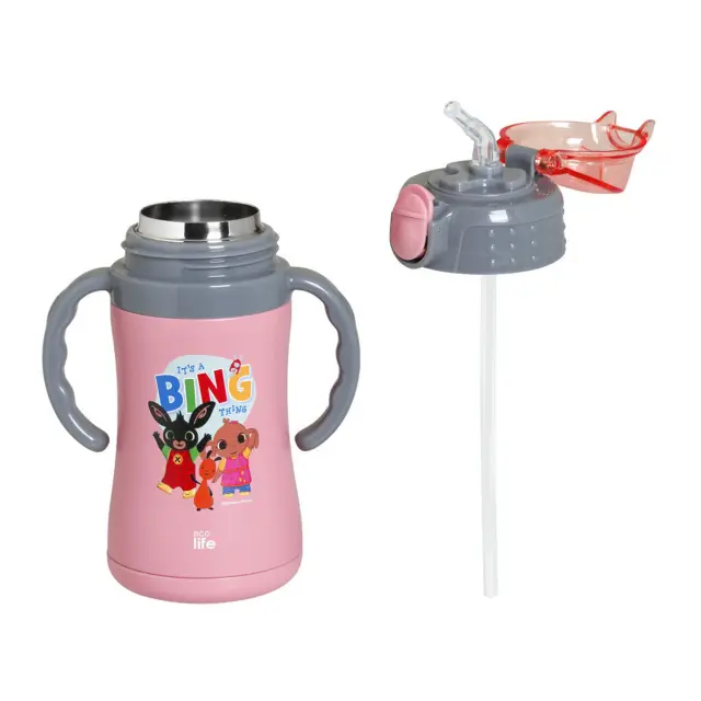 Ecolife Παιδικό Μπουκάλι Θερμός με Καλαμάκι / Kids Thermos Bottle 300ml: BING (2 χρώματα) - Ροζ 2