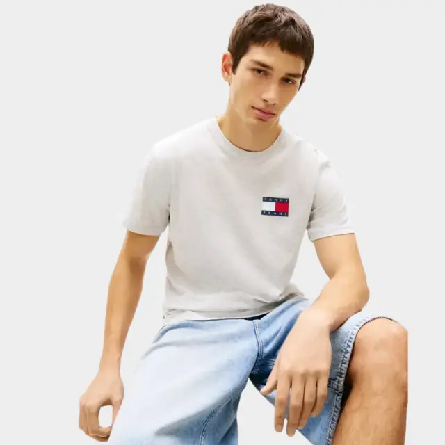 Tommy Hilfiger - Ανδρικό T-shirt Th Essential Flag Tee Regular Fit DM0DM20740-P08 Γκρι - 2XL 2