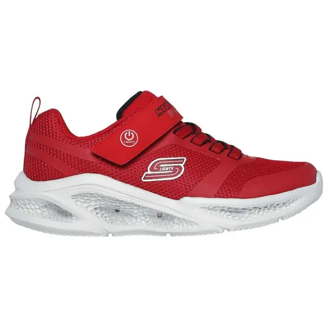 Skechers Meteor-Lights Running Αθλητικά Παιδικά Παπούτσια με Φωτάκια 401675L-RDBK Κόκκινα - 30