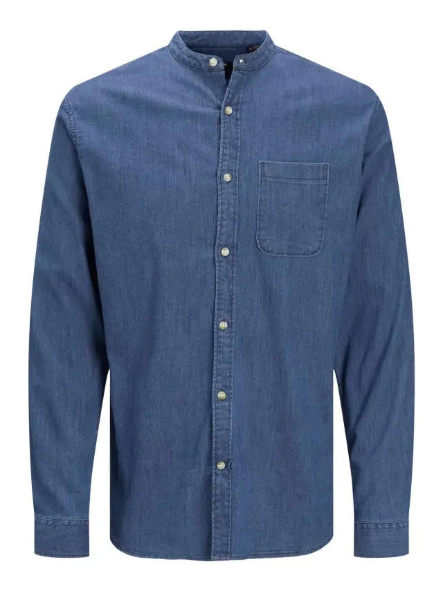 JPRBLAPERFECT DENIM BAND SHIRT L/S LN Medium Blue Denim - S